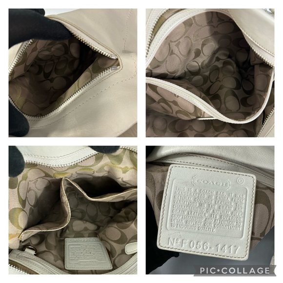 COACH # 1417 Off-White Leather Top Zip Shoulder Bag - Picture 12 of 13